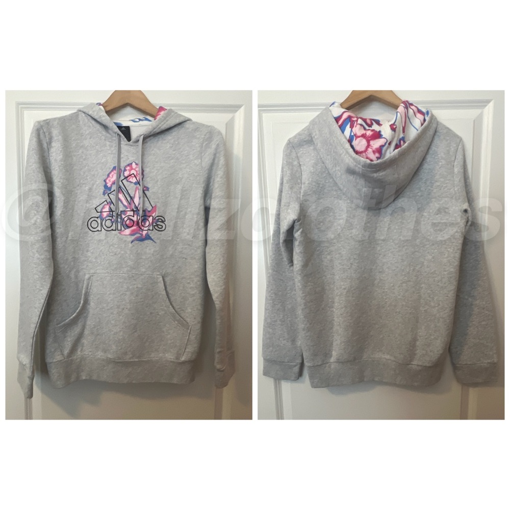 NWT Adidas Floral Grey Hoodie S - Picture 2 of 7